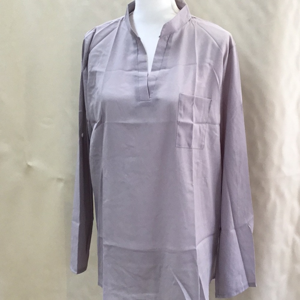 Blouse. Size X-Large. Silver sheer fabric.